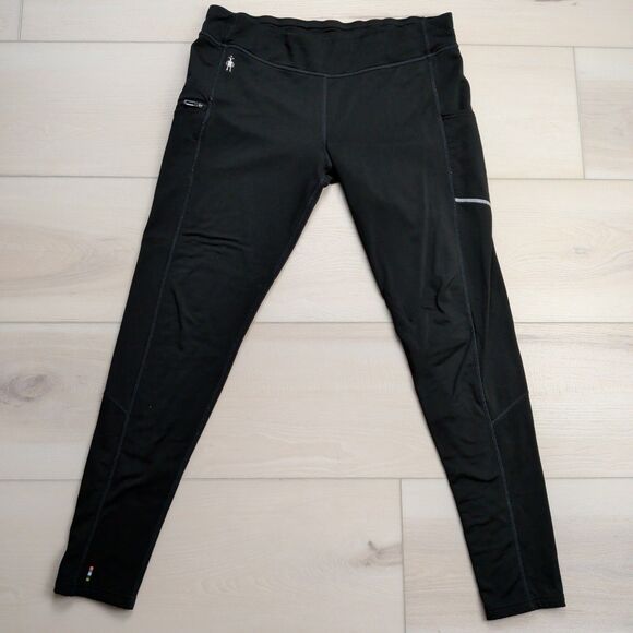 Smartwool Fleece Wind Tights Womens Large Black PhD Running Tights Thermal - Picture 1 of 11